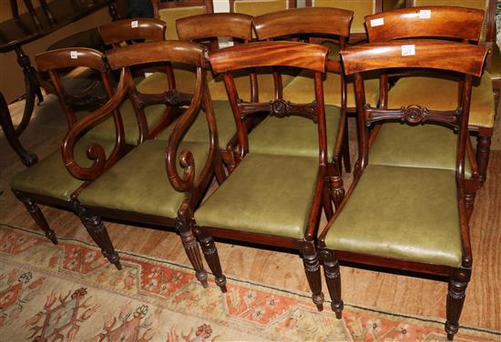 2 sets of four late Regency mahogany dining chairs